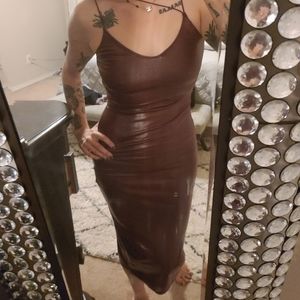 Liquid leather midi dress